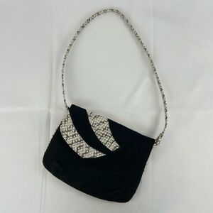 Vintage Black and White Suede Shoulder Bag